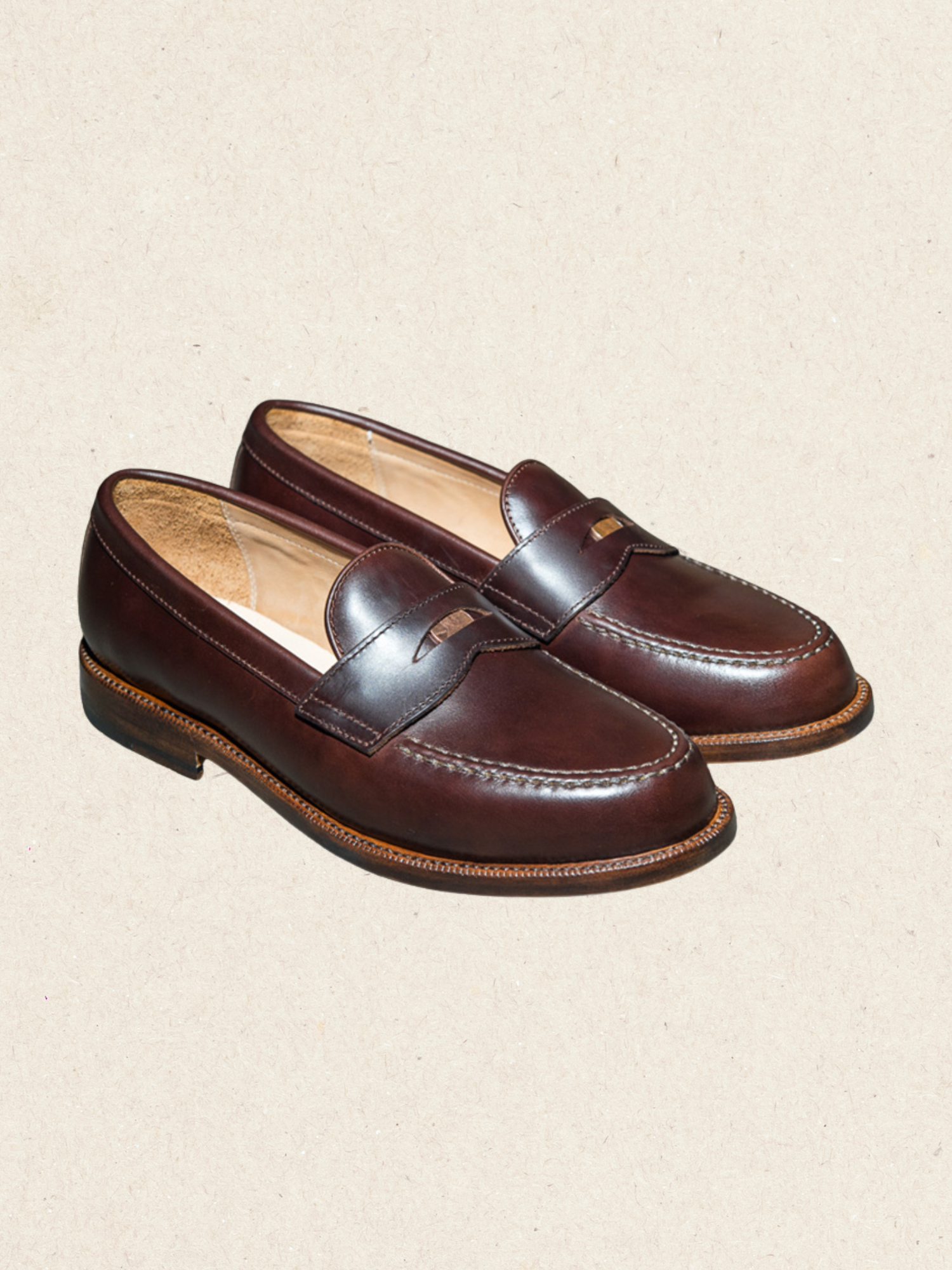 Penny Loafers Brown Black Leather Loafers for Men, Goodyear Welt,