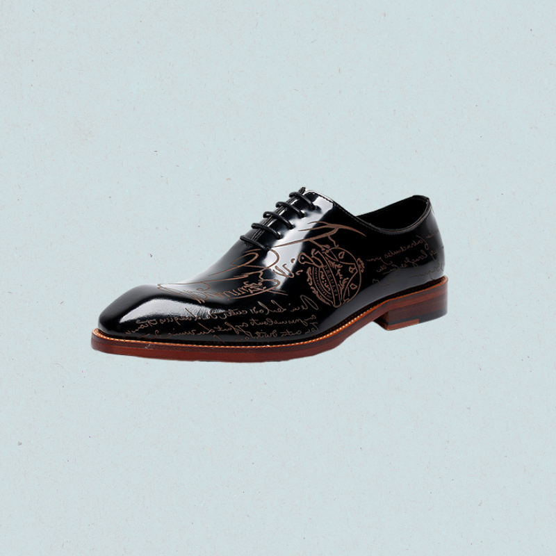 ElegantEpic Embossed Oxford Shoes – Black Leather Formal Oxford Shoes