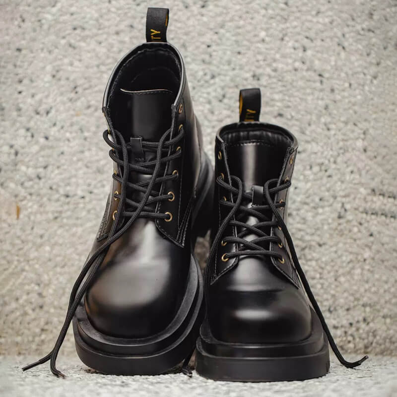 Black Chunky Combat Boots For Men