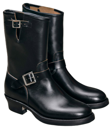 Pair of black Hector Maden EG1 tea-core leather engineer boots