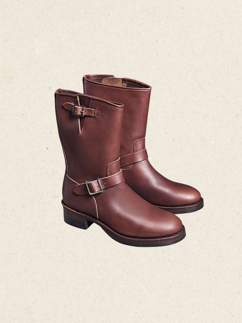Short black Hector Maden engineer boots with a 25 cm shaft