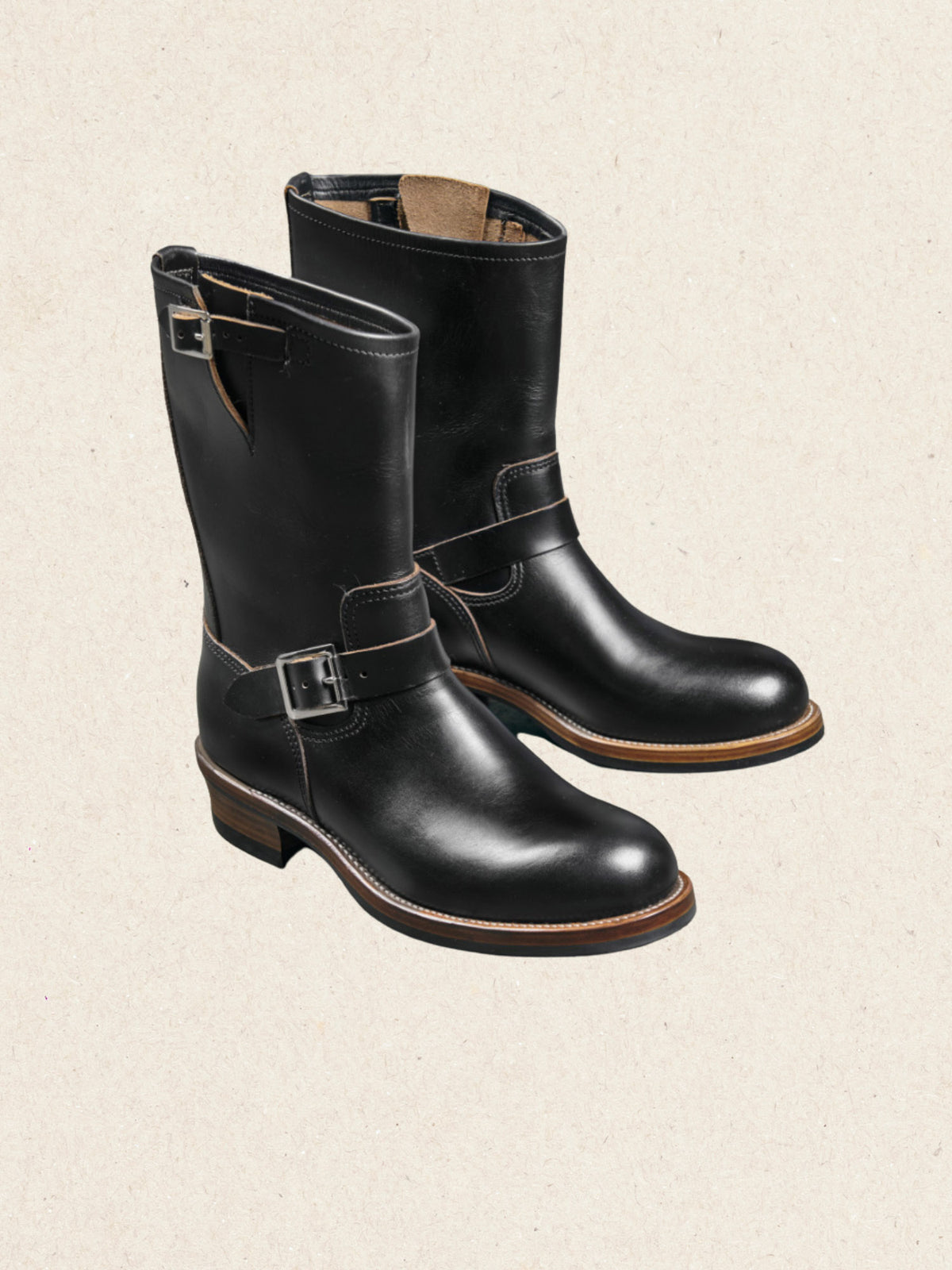 Bottes d’ingénieur noires  by Hector Maden, full product view