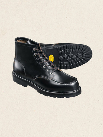 Scout Boots II | Black Tea-core Cowhide & Horween Essex Leather | Black Moc Toe Boots for Men