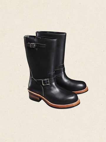 De-Waxed Black Calfskin Engineer Boots | 29 cm Shaft