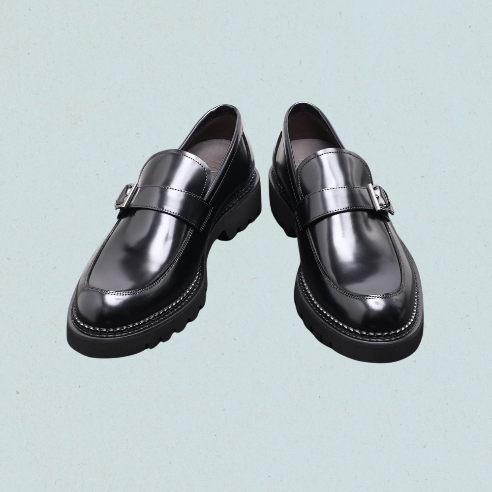 black chunky loafers