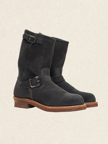 Black Suede Engineer Boots | Dual-Sole Moto Style