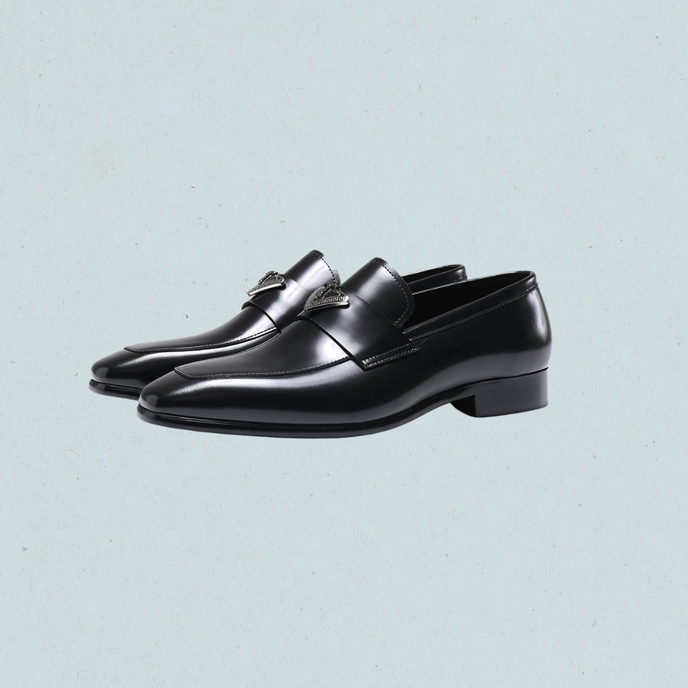 Sharp Square Toe Bit Loafers High Shine Formal Leather Shoes