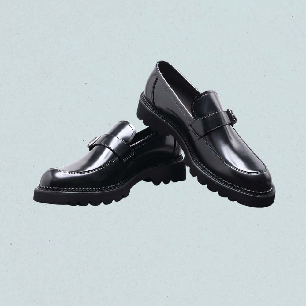 black chunky loafers