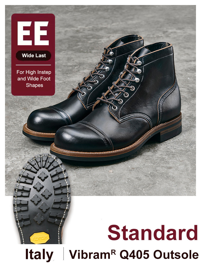 Heritage Work Boots Black Work Boots with Moc Toe Goodyear Welt