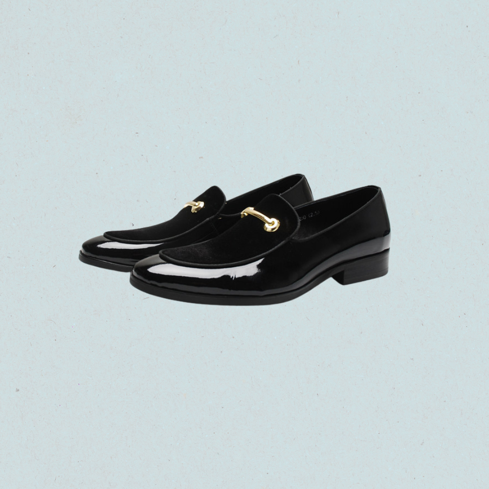 Royal Velvet Bit Loafers | Luxury Patent Leather Shoes Blue / 39