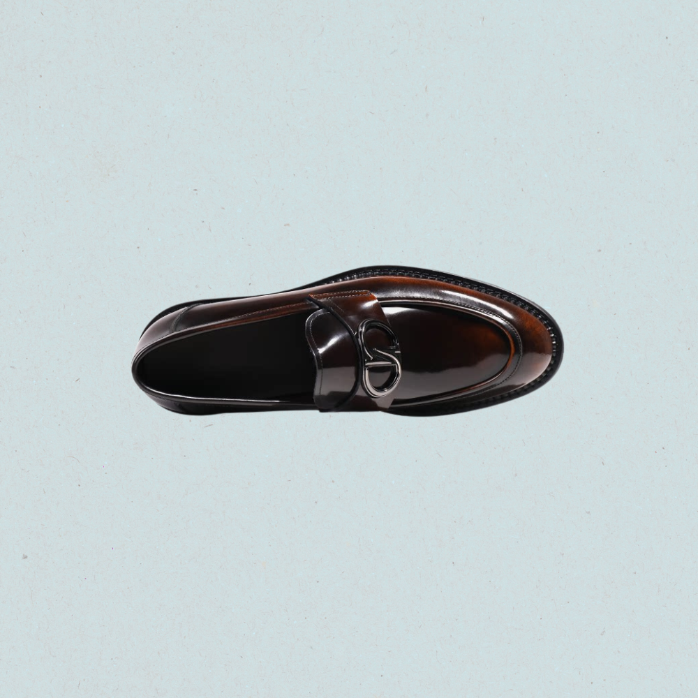 mens bold logo buckle loafers