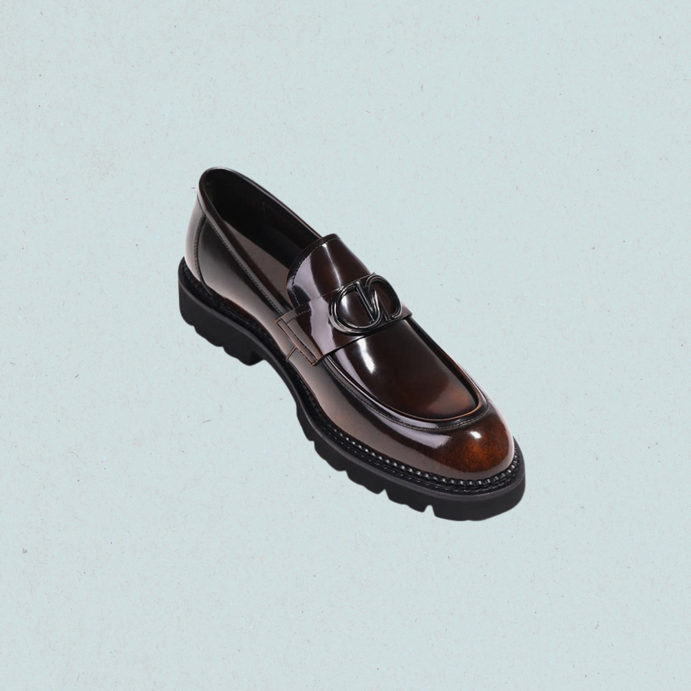 bordeaux burnished chunky loafers