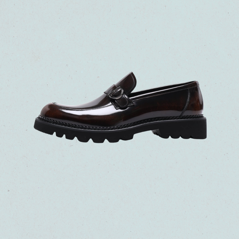 buckle strap lug sole loafers