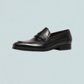 black leather penny loafers for work