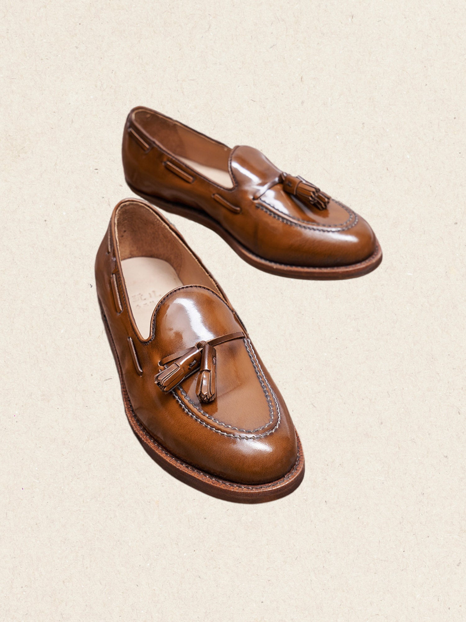 brown leather slip on loafers