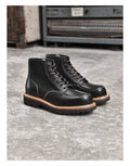black leather boots