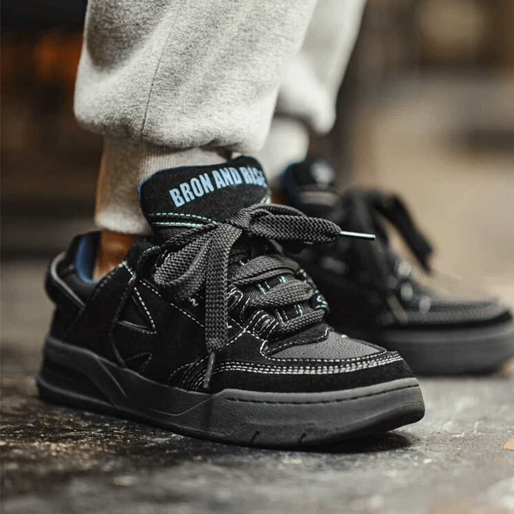 Black Skate Sneakers for Men Urban Street Style Far Side Premium Streetwear Footwear