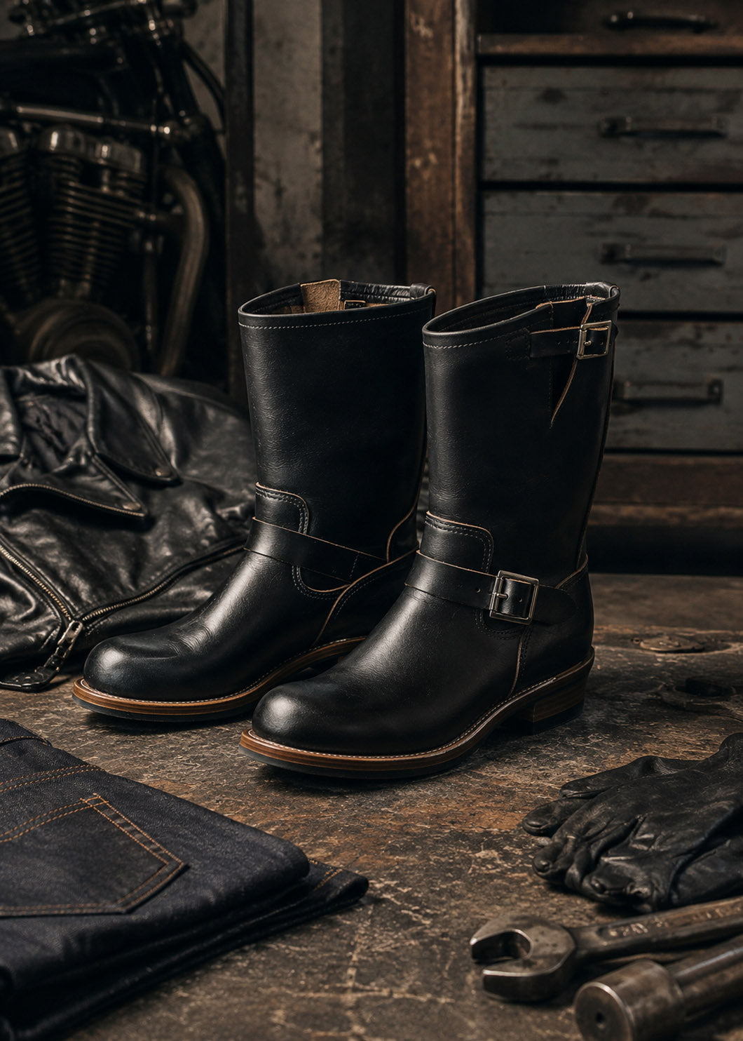 Brown suede Hector Maden engineer boot