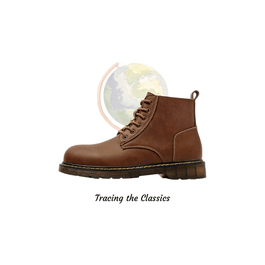Retro Style Mens Casual Leather Boots|Lace-up boots|Wingtip Rebels