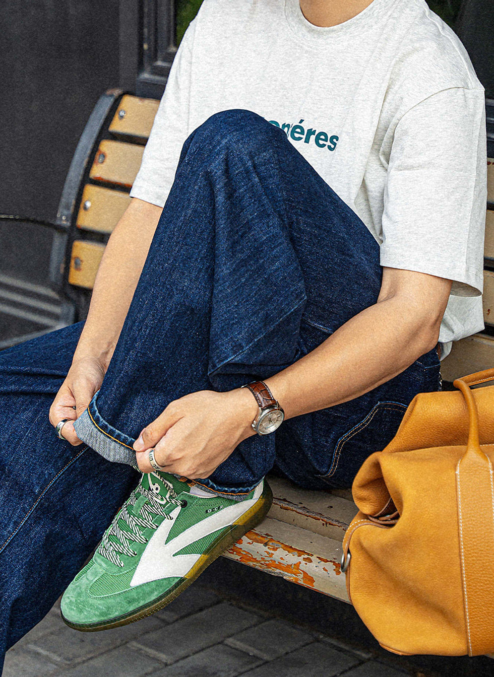 retro style sneakers side profile with mixed-material upper