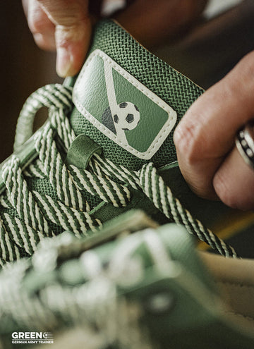 on the line tongue label on retro sneakers