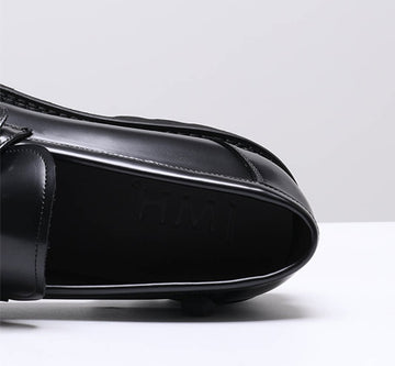 textured leather chunky loafers