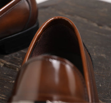 unique hardware leather loafers