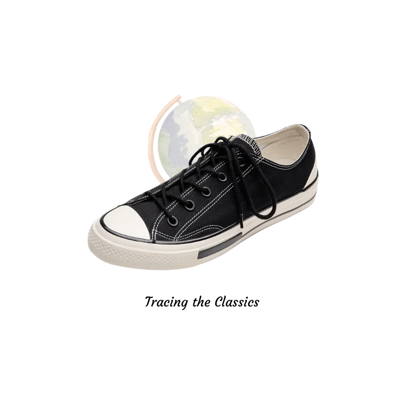 Classic Black & White Low Top Canvas Sneakers