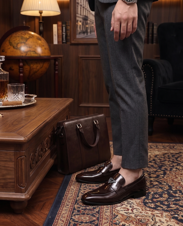 mens polished leather loafers