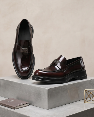 chunky sole leather loafers