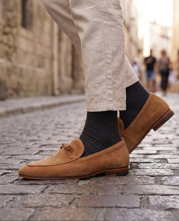 french style suede loafers