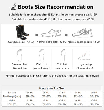 black leather boots size chart