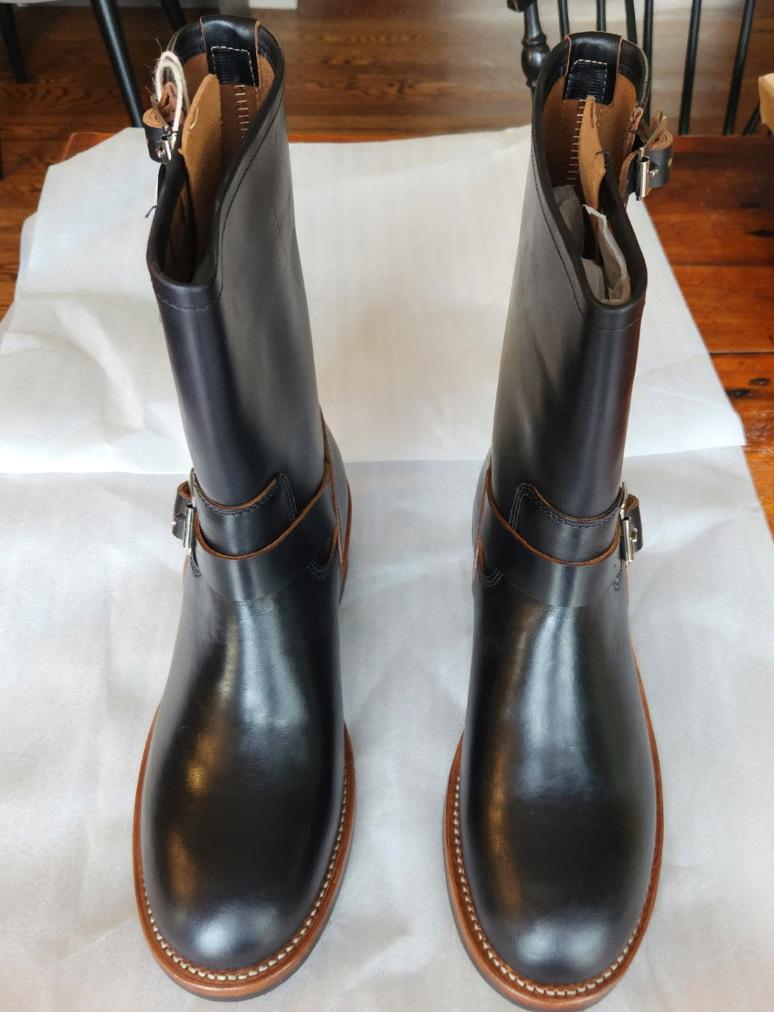 Black Engineer Boots | Buckle-Strap, Vibram Sole | Black