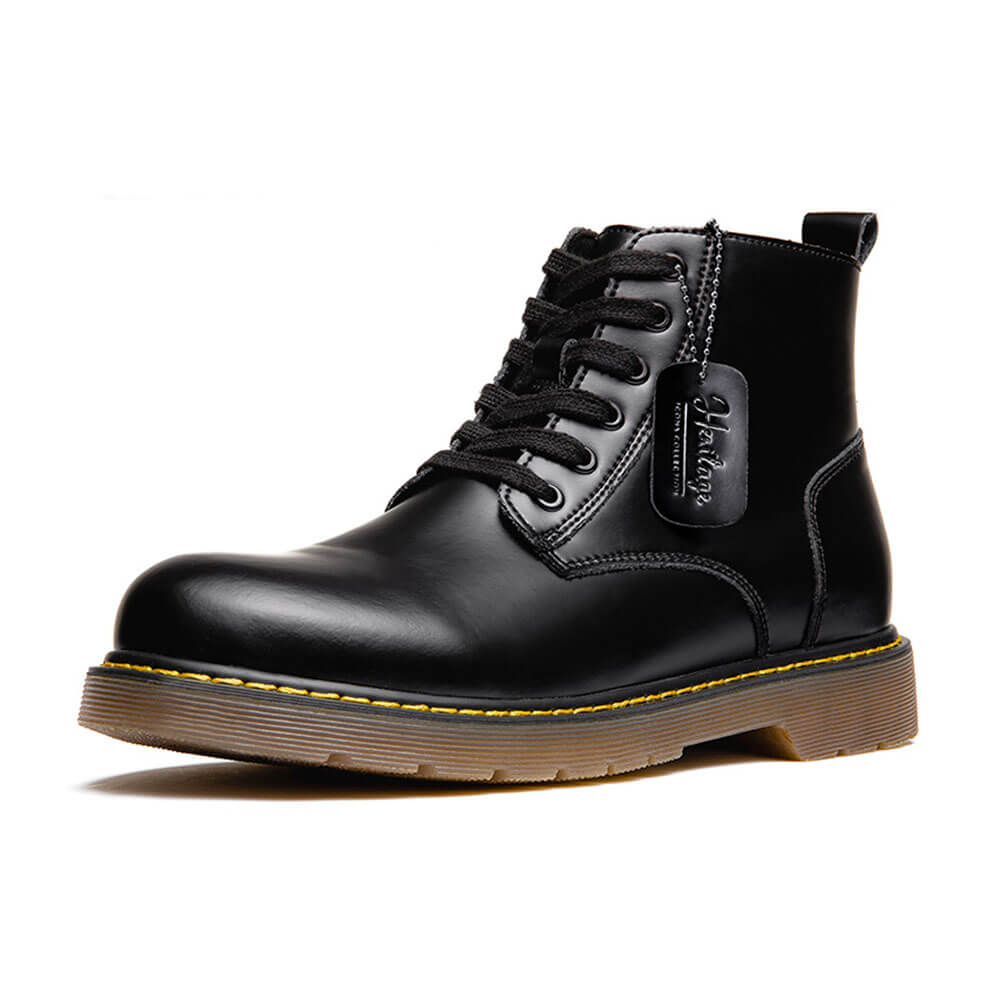 black leather ankle boots