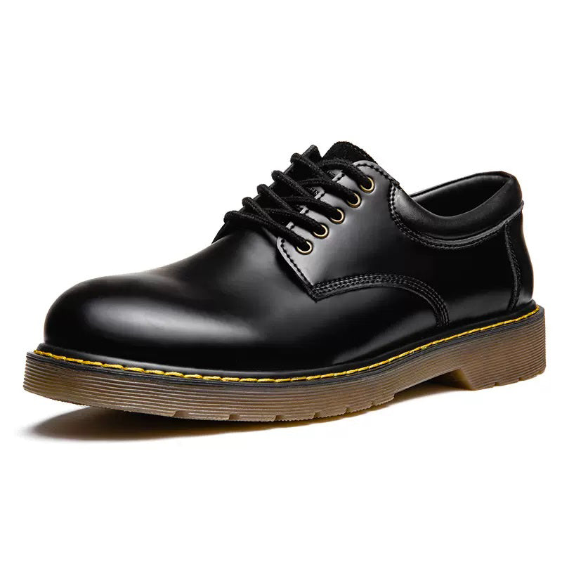 Low top black leather boots