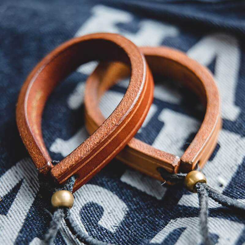 Indian vegetable tanned leather bracelet