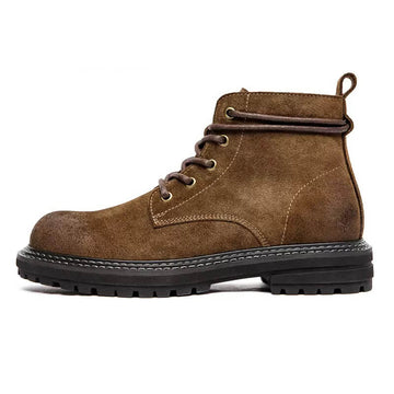 Bottine homme Alpine en daim marron avec semelle crantée en caoutchouc noir