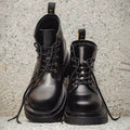 black combat boots