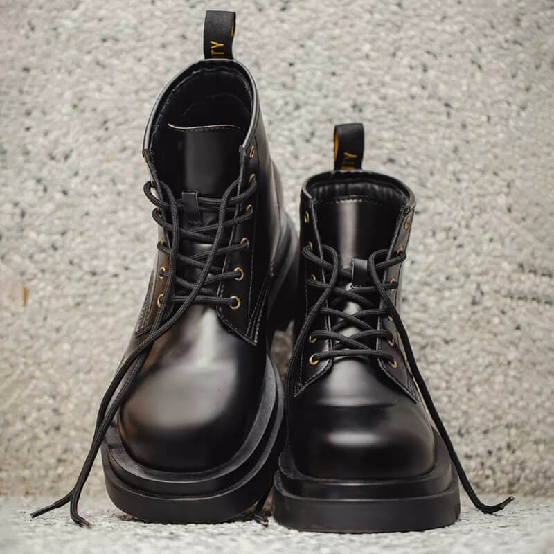 black combat boots