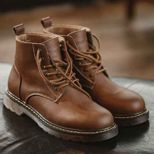 Retro Style Mens Casual Leather Boots|Lace-up boots|Wingtip Rebels