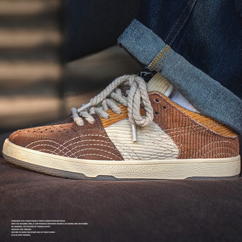 brown corduroy casual sneakers