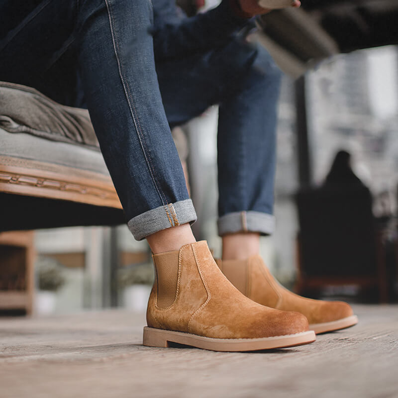 Suede Chelsea Boots for Men|Men's boots|Suede boots|Mosswood Gray / No Fluff / 42 EU / 8 UK / 9 US (SNEAKERS 43 EU)